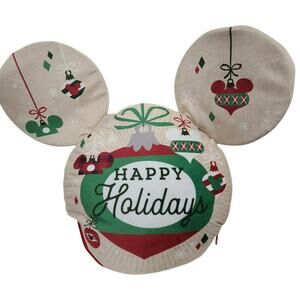 Disney Cruise Line Christmas Pillow Merrytime Holiday Mickey Mouse Plush Zip Bag